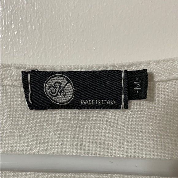 M Made in Italy White Hi Low Linen Shirt Size Medium - Picture 5 of 9